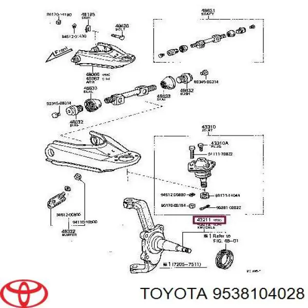 Подшипник задней ступицы 9538104028 Toyota