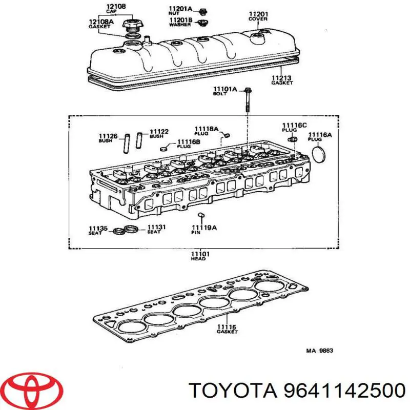 Tapón de culata 9641142500 Toyota/Lexus