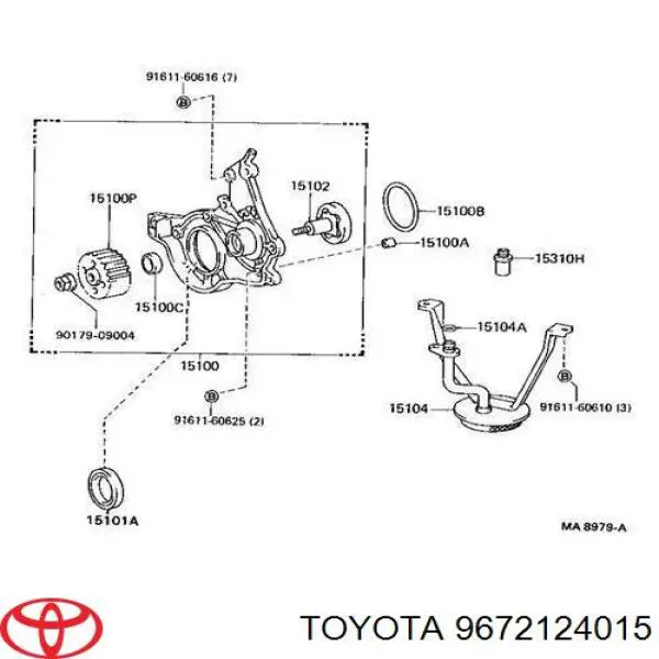 9672124015 Toyota vedante de adaptador do filtro de óleo