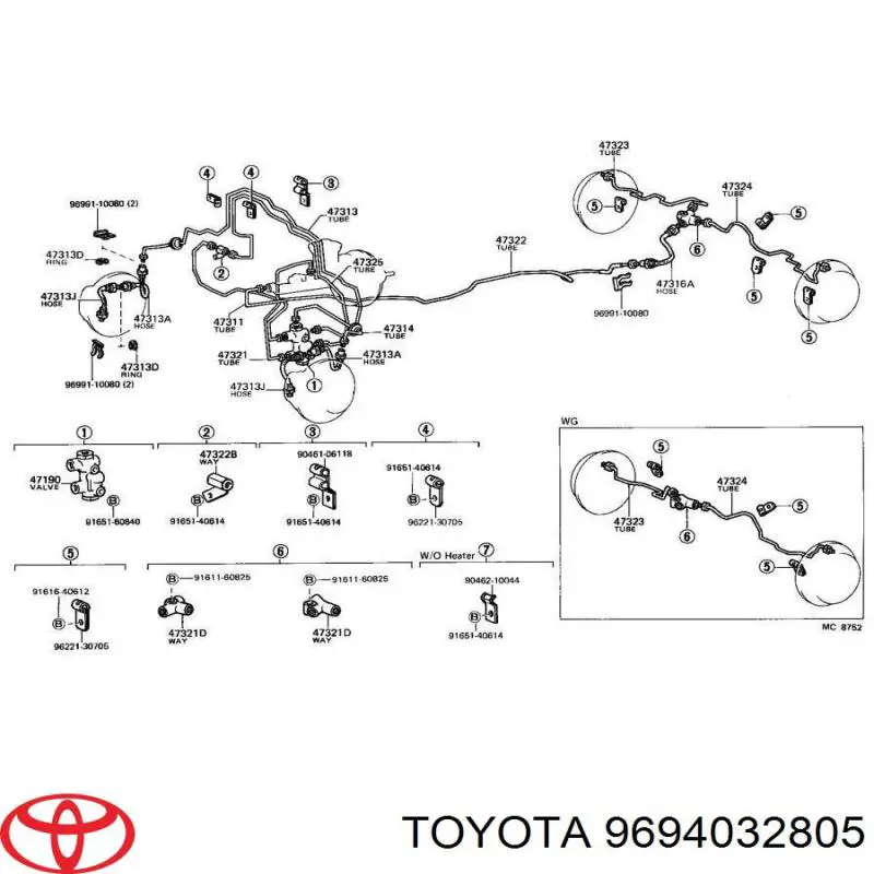 9694032805 Toyota шланг тормозной задний