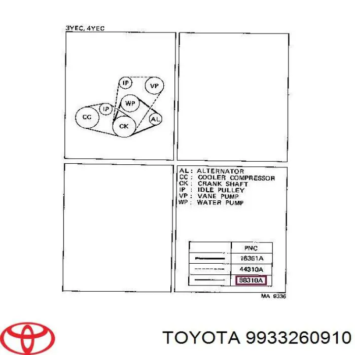 9933260910 Toyota Поликлиновый ремень