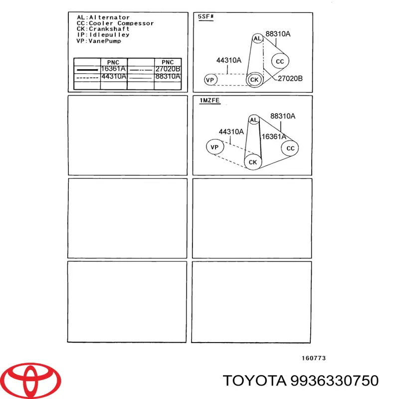 Correa trapezoidal 9936330750 Toyota