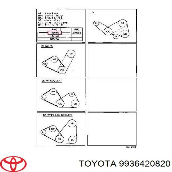 Correa trapezoidal 9936420820 Toyota