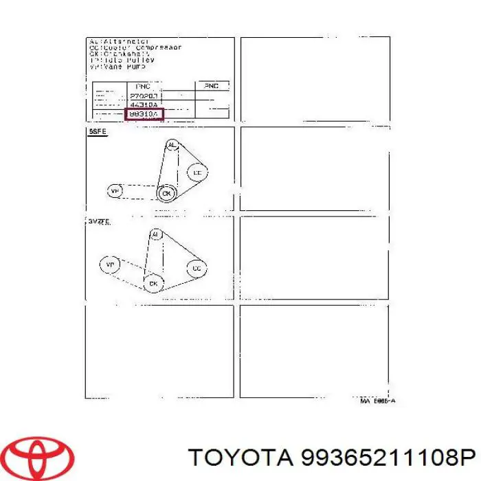 99365211108P Toyota ремень генератора