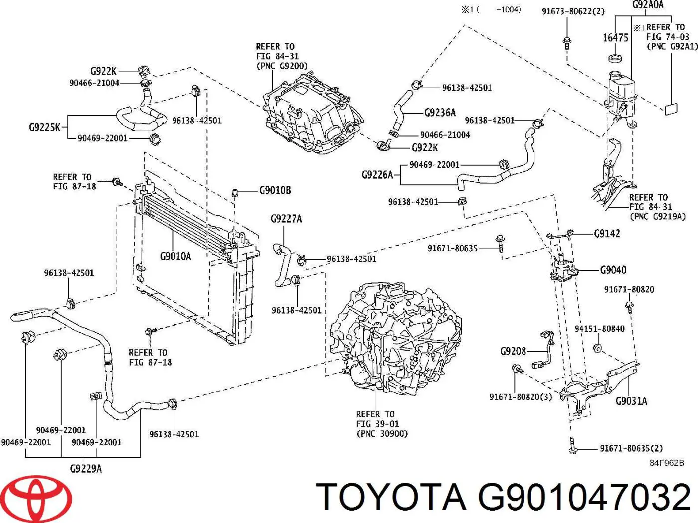 G901047032 Toyota radiador de esfriamento de motor adicional