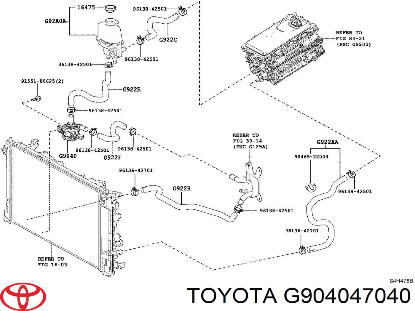 G904047040 Toyota bomba de água (bomba de esfriamento, adicional elétrica)