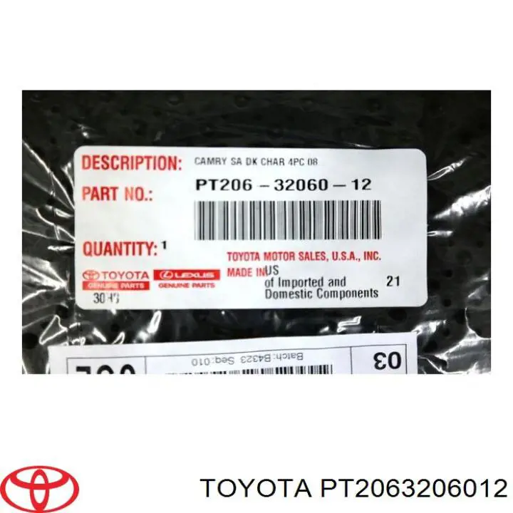 Купить PT2063206012 Toyota Коврики автомобильные