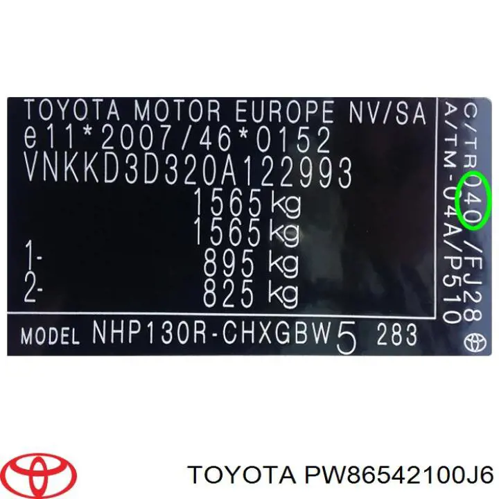 PW86542100J6 Toyota 