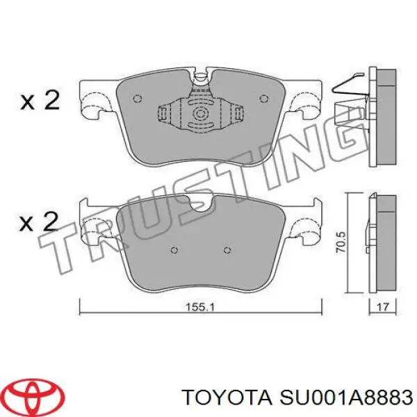 SU001A8883 Toyota sapatas do freio dianteiras de disco