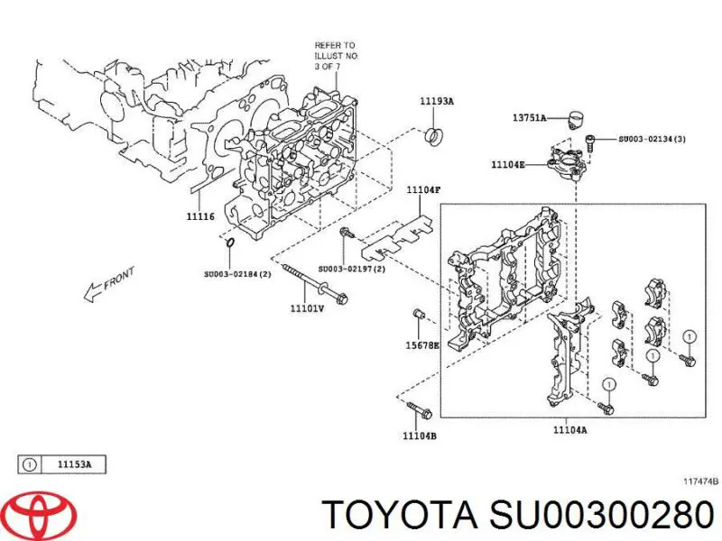 SU00300280 Toyota прокладка клапанной крышки двигателя правая
