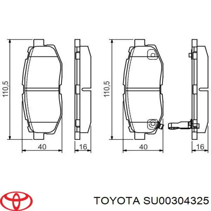 Колодки дисковые  Toyota SU00304325 цена, от 38.69 USD