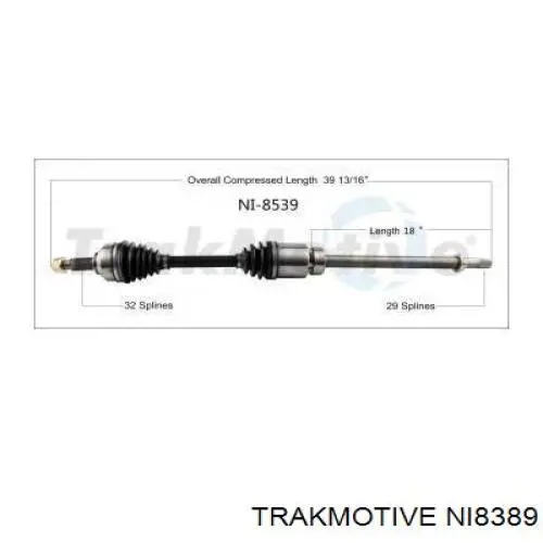 NI8389 Trakmotive/Surtrack Полуось передняя левая
