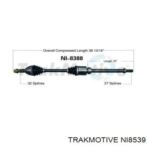 Правая полуось 391003TA0B Nissan/Infiniti