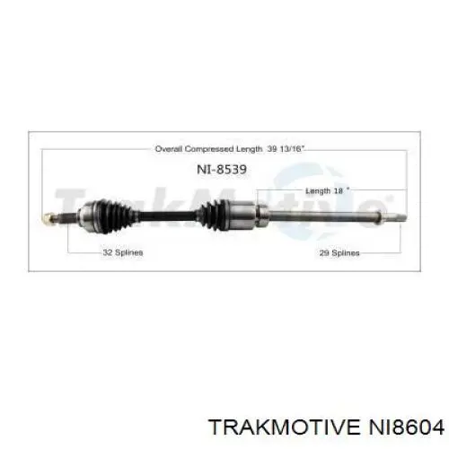 NI8604 Trakmotive/Surtrack Полуось передняя левая