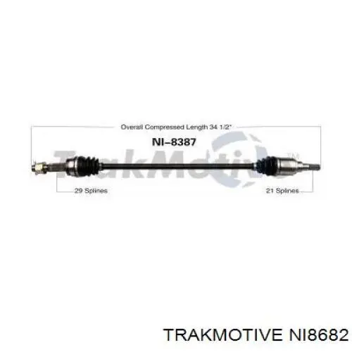 Полуось (привод) передняя правая NI8682 Trakmotive/Surtrack