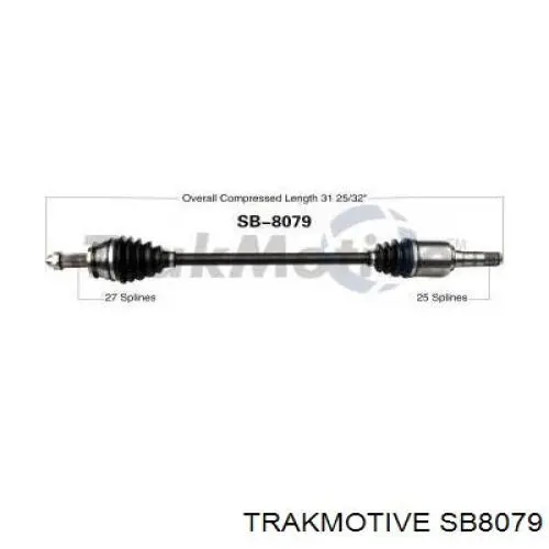 Полуось (привод) передняя SB8079 Trakmotive/Surtrack