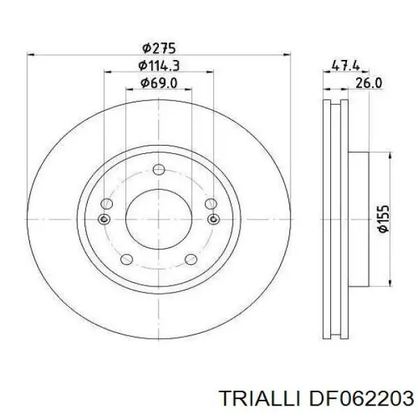 Купить DF062203 Trialli Диск тормозной задний