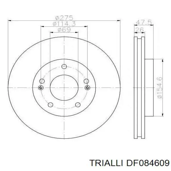 Тормоз дисковый передний Trialli DF084609 цена, от 34.73 USD