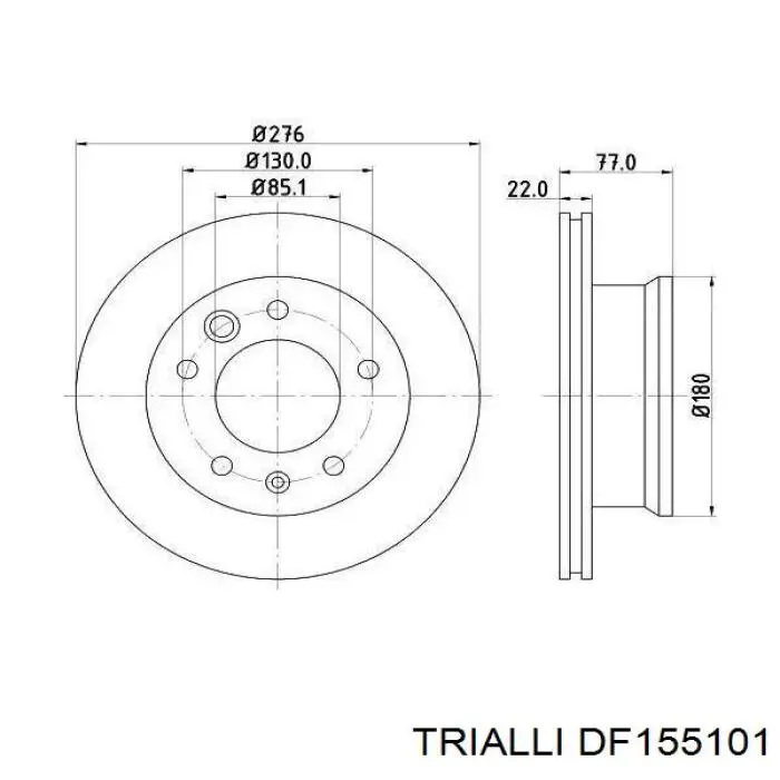 DF155101 Trialli диск тормозной передний