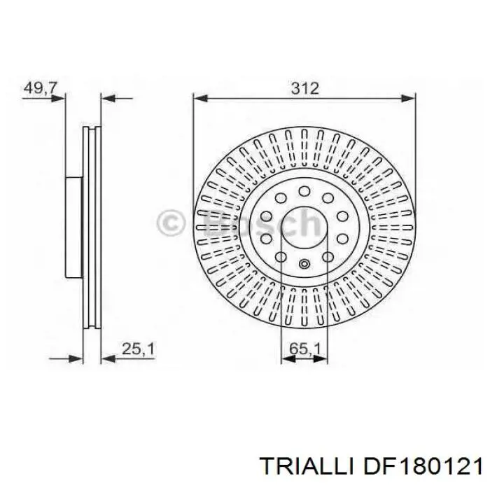 Передний тормозной диск Trialli DF180121