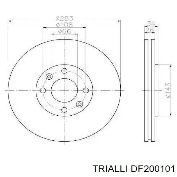 Тормоз дисковый передний Trialli DF200101 цена, от 40.29 USD