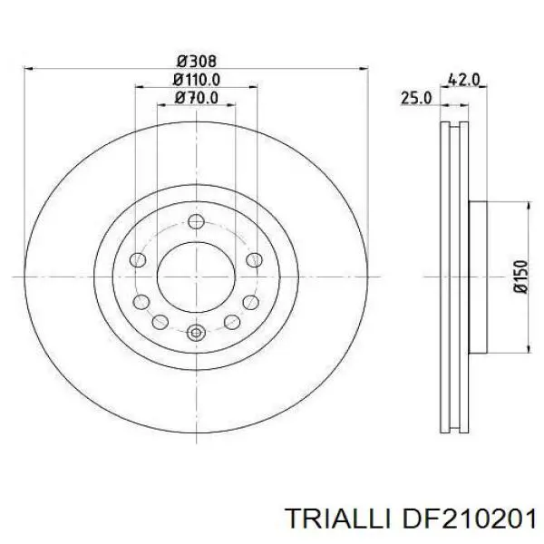 Диск тормозной передний TRIALLI DF210201