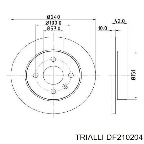 Диск тормозной задний TRIALLI DF210204