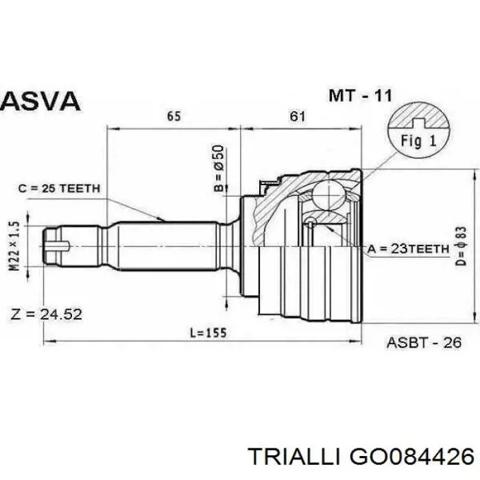 GO 084426 Trialli junta homocinética externa dianteira direita