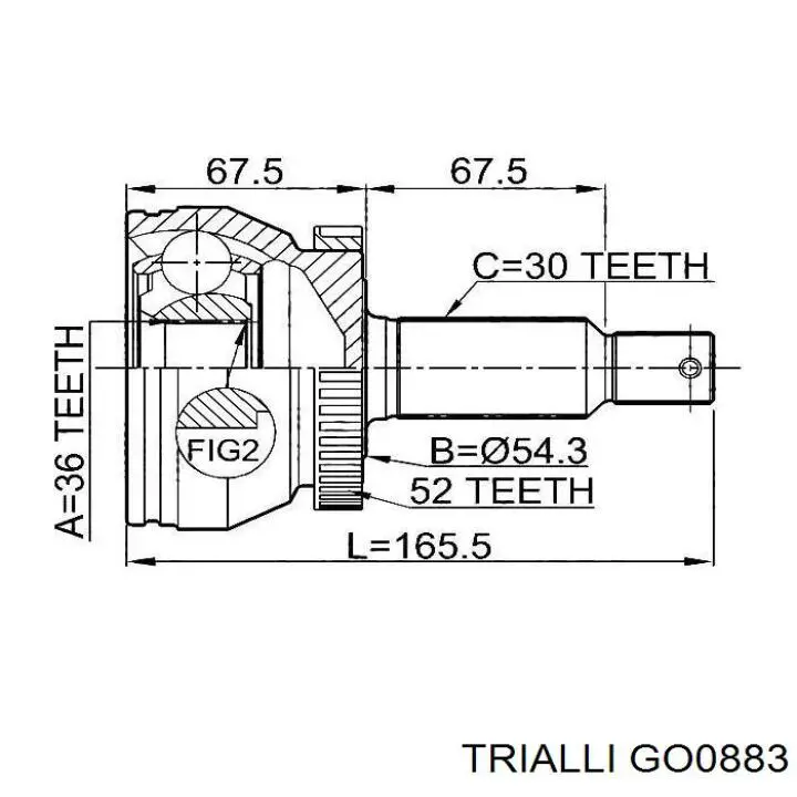 GO0883 Trialli шрус внутренний передний правый