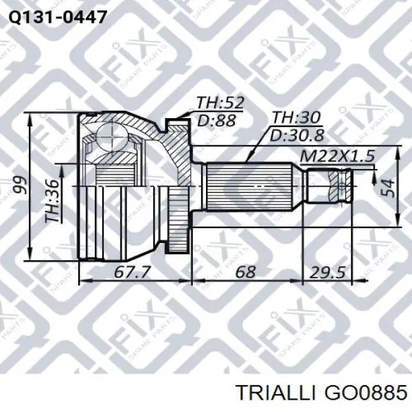 GO0885 Trialli junta homocinética externa dianteira