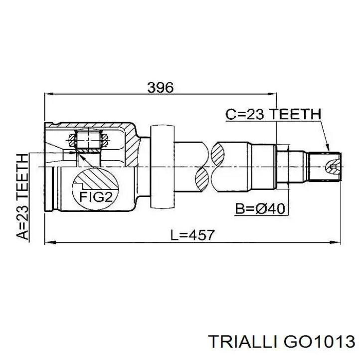 ШРУС внутренний передний правый GO1013 Trialli