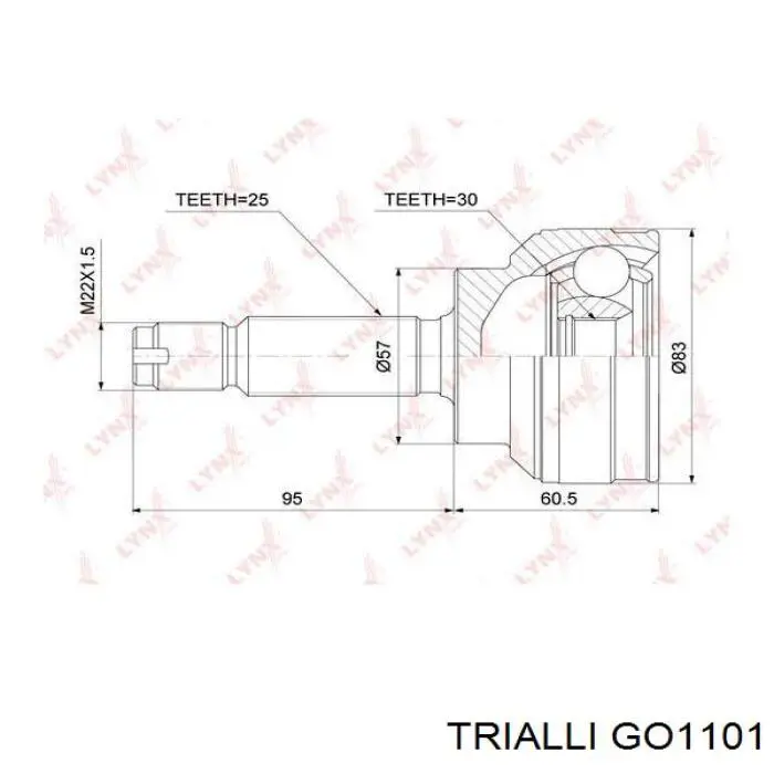 ШРУС наружный передний GO1101 Trialli