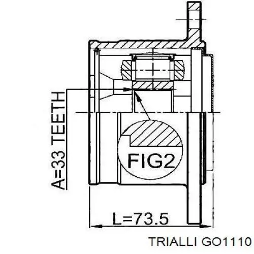 ШРУС внутренний передний правый GO1110 Trialli