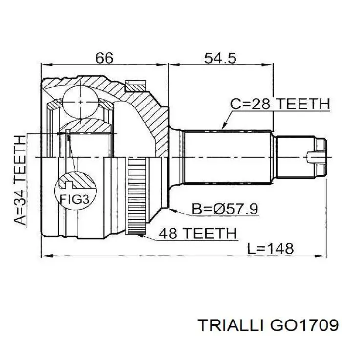 ШРУС внутренний передний левый GO1709 Trialli