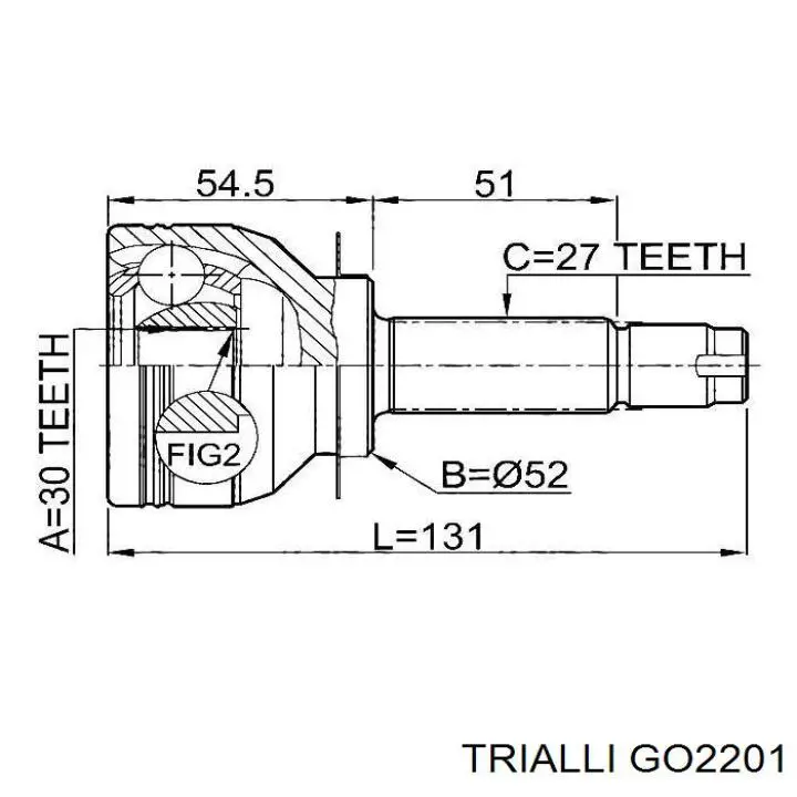 Junta homocinética exterior delantera GO2201 Trialli