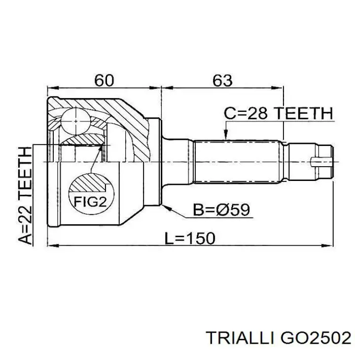 GO2502 Trialli шрус наружный передний