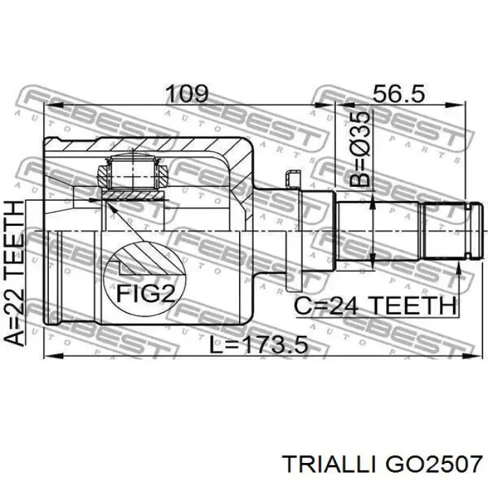 GO2507 Trialli шрус внутренний передний левый