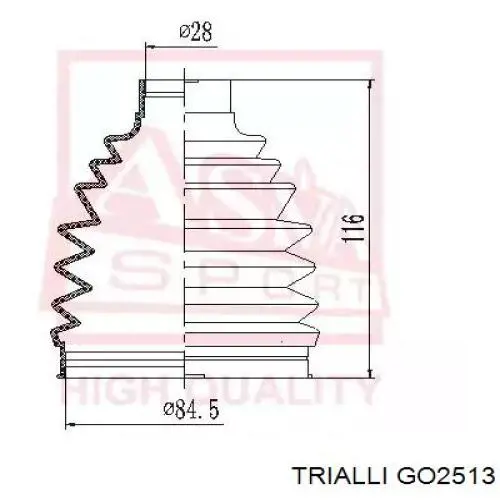 ШРУС наружный передний GO2513 Trialli