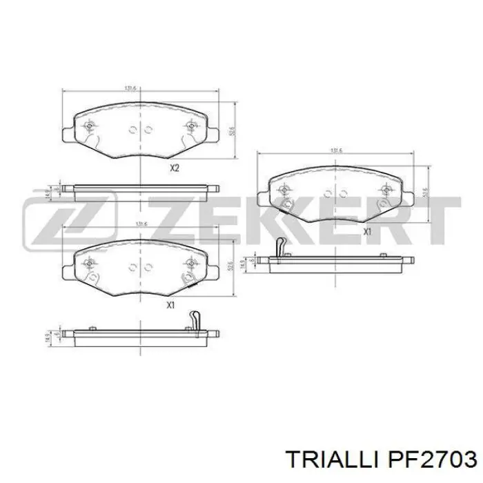 Передние тормозные колодки PF2703 Trialli