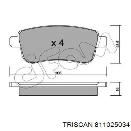 Задние тормозные колодки 811025034 Triscan
