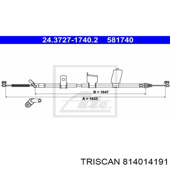 Трос ручного тормоза задний Triscan 814014191 цена, от 13.50 USD