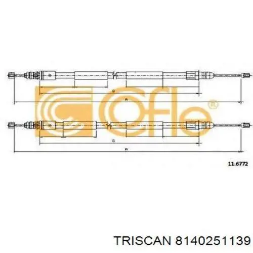 Купить 8140251139 Triscan Трос ручного тормоза, комплект на авто