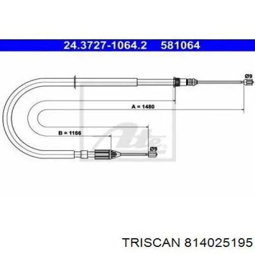 Трос стояночного тормоза задний правый Cavo 1302016 цена, от 6.36 USD