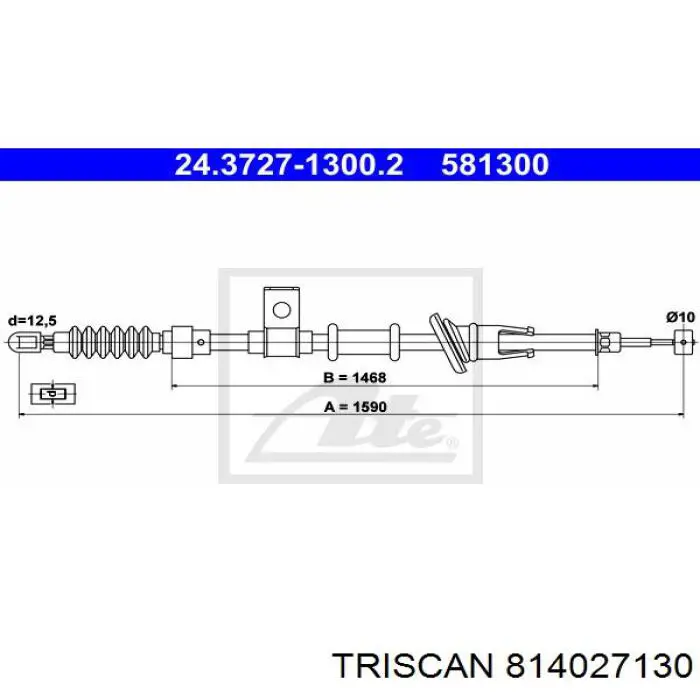 Трос стояночного тормоза задний правый Triscan 814027130 цена, от 13.92 USD