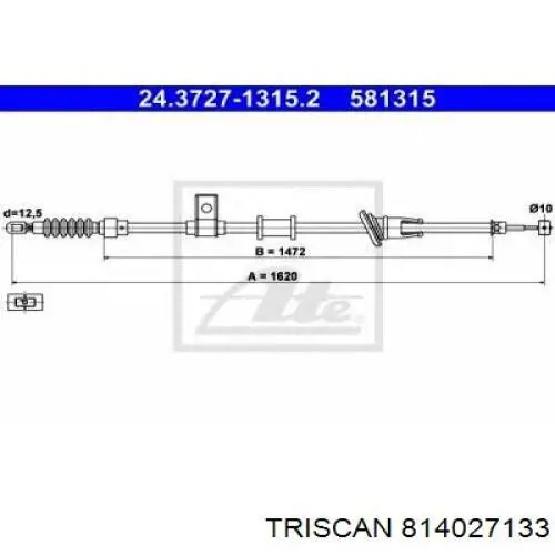 Купить 814027133 Triscan Трос стояночного тормоза задний левый