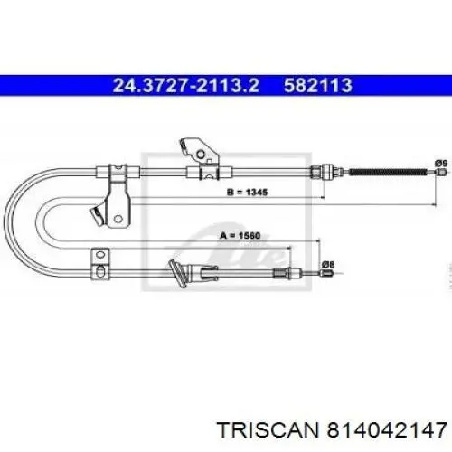 Купить 814042147 Triscan Задний правый трос ручника