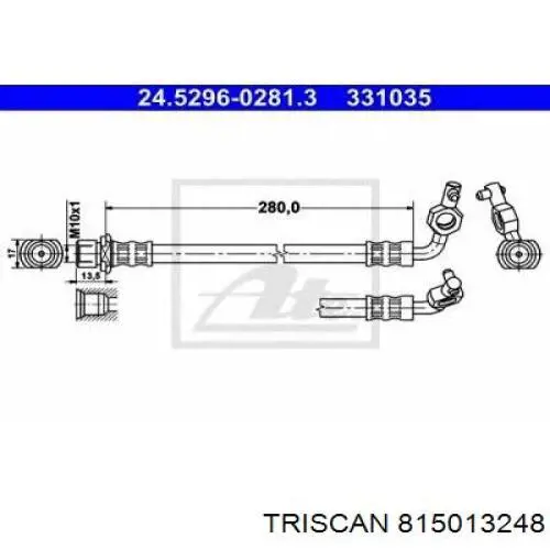 815013248 Triscan шланг тормозной задний правый