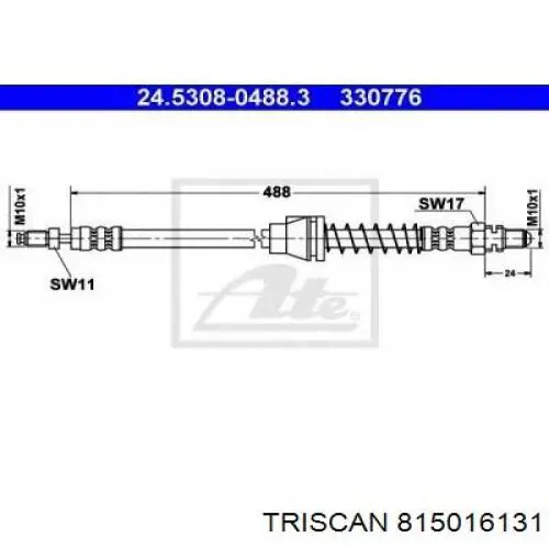 1035269 Ford Шланг тормозной левый передний