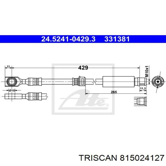 Шланг тормозной передний Triscan 815024127