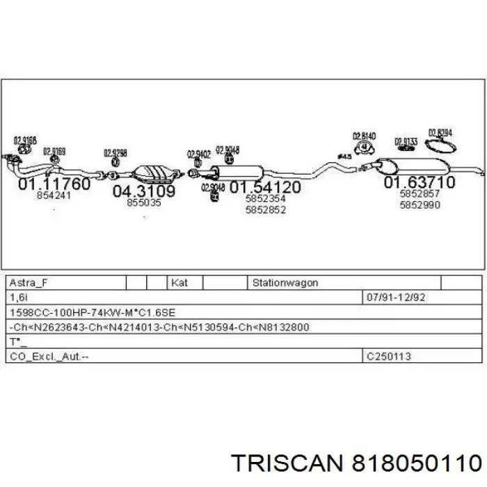Купить 818050110 Triscan Датчик ABS передний левый